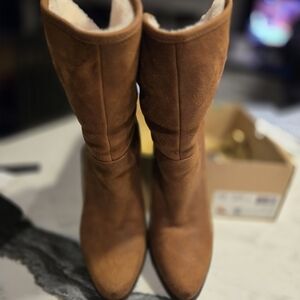 UGG Brown Heeled Boots Suede Ankle Style